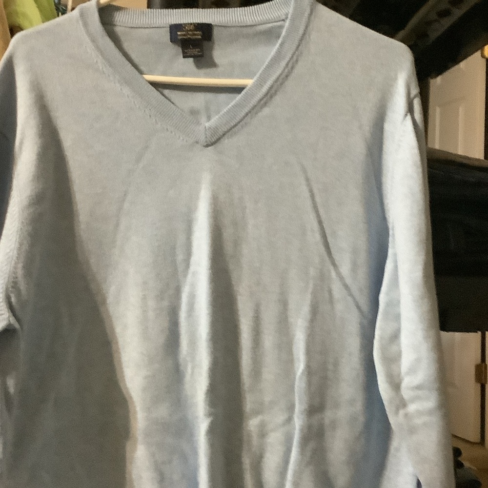 Brooks Brothers Sky Blue V-Neck Sweater